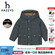 哈吉斯（HAZZYS）【進(jìn)口款】童裝冬新款男童簡約保暖舒適中長款羽絨服 墨綠 145