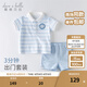 戴維貝拉（DAVE＆BELLA）童裝男童套裝帥氣衣服兒童運(yùn)動套裝男孩夏季新款洋氣短袖夏裝 藍(lán)色條紋 90 cm（建議身高80-90cm）