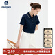 Navigare意大利小帆船女基礎(chǔ)款翻領(lǐng)T恤通勤短袖polo衫2325525529 深藍(lán)  M 