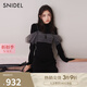 SNIDEL秋冬薄紗吊帶半高領針織連衣裙兩件套SWNO245065 黑色 均碼 （F）