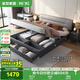 全友家居 主臥室家用輕奢板式床落地高箱儲物收納軟包床1.5x2米雙人床