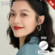 西川史子XCSZ999純銀耳針復(fù)古港風(fēng)素圈耳環(huán)輕奢感2025年新款金色耳飾 月牙大耳圈銀色30mm