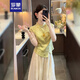 羅蒙（ROMON）新中式氣質(zhì)立領(lǐng)盤扣修身上衣女裝2025夏季新款百搭顯瘦老錢風(fēng)小衫 綠色上衣 L (105-115斤內(nèi))