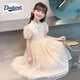 Dudant國際品牌女童漢服連衣裙夏季2025新款兒童夏裝國風(fēng)公主裙女孩洋氣 杏色 110 cm