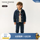 Teenie Weenie Kids小熊童裝24秋季款男寶寶時(shí)尚針織牛仔夾克 藏青色 110 cm