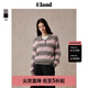 ELAND衣戀毛衣女polo領(lǐng)撞色條紋寬松長袖休閑上衣2024冬新款 灰色(15)Grey M 165