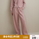 獨(dú)束大碼女裝休閑慵懶連帽衛(wèi)衣女套裝冬新款簡(jiǎn)約百搭上衣休閑褲套裝 霧霾粉休閑褲 4XL