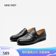 NINE WEST/玖熙樂福鞋女圓頭便士切口通勤平跟單鞋 NF445001KK 黑色36
