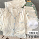 另約帶胸墊彩色波點(diǎn)睡衣女款短袖長(zhǎng)褲夏款云朵棉三件套開衫家居服夏季 H3304 彩虹豆 固定胸墊 L