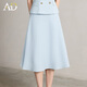AD夏季西裝套裝女2025新款清新藍色半身傘裙兩件套職場(chǎng)通勤女裝 單件半裙 S