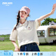朱阿姨女大童短袖t恤夏季2025新款女童初中生夏裝polo衫青少年半袖上衣 米杏色 160