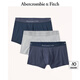ABERCROMBIE & FITCH男裝3條組合裝經(jīng)典LOGO舒適柔軟彈力輕薄四角內(nèi)褲KI114-3083 藍(lán)色/灰色 3條 XL