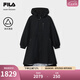 FILA 斐樂官方女士梭織外套2025秋新款時尚休閑寬松連帽收腰風衣 正黑色-BK S 160/80A/S