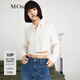 MO&Co.上衣亞麻天絲混紡綁帶短款襯衫襯衣MBB2TOP002摩安珂 米杏色 S 160