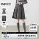 尚都比拉職場通勤a字百褶短裙高級百搭顯瘦小個子半身裙女 灰色 L