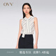 OVV【重磅真絲】2024春夏新款女裝22MM素縐緞飄帶無(wú)袖襯衫 藏青 M
