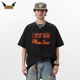 IZEXX短袖男夏季純棉重磅原創(chuàng  )設計痞帥高街寬松T恤上衣XX06黑色L