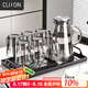 CLITON玻璃杯耐高溫水杯家用9件水具套裝客廳帶把手泡茶杯杯子帶杯架