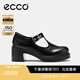 愛步（ECCO）單鞋 25年新款輕奢牛皮扣帶增高粗跟高跟鞋 都市首爾223543 黑色22354301001 38