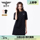 BOY LONDON春夏女款T恤裙?jié)M印潮牌直筒連衣裙W17906 黑色 M