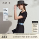 AMII2025夏新款極簡通勤職業(yè)純色空氣層圓領(lǐng)修身中長彈力連衣裙 黑色 XL