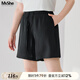 MsShe【皺感冰絲闊腿短褲】大碼女裝2025夏季胖mm巨顯瘦寬松褲子 黑色現(xiàn)貨 2XL
