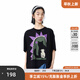 幻走（MOVEUP）2025夏季新款.FUN系列圓領(lǐng)落肩不對(duì)稱(chēng)下擺短款T恤女 夜黑 L