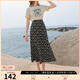三彩2025夏季新款碎花半身裙高腰開(kāi)叉雪紡A字裙浪漫長(cháng)裙清新M 烏黑色花卉 S 155/64A