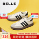 百麗復(fù)古拼色德訓(xùn)女鞋2025春新百搭簡約休閑鞋B2614AM5 米白 37