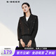 S.DEER圣迪奧女裝春季西裝領(lǐng)拼接短款西裝外套S221Z2211 黑色/91 S 160