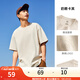 安踏（ANTA）純棉針織短袖t恤 男女同款2025夏季情侶款休閑套頭打底衫上衣 奶酪卡其-2 L