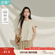 茵曼（INMAN）【亞麻】茵曼淡人穿搭正肩短袖T恤女2025年夏季新款內(nèi)搭顯瘦上衣 淺杏色-77.4%棉 22.6%亞麻 L