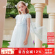 英氏（YEEHOO）女童連衣裙兒童裙子中大童裝公主裙網(wǎng)紗宴會晚禮服夏 藍(lán)色 120
