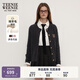 Teenie Weenie小熊女裝毛衣秋舒適學(xué)院風(fēng)綿羊毛絞花針織開衫軟外套 煤灰色 S
