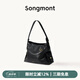 Songmont【李娜同款】山下有松循跡系列hobo包植鞣牛皮斜挎軟包 煙墨黑 小號(hào) 現(xiàn)貨