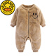 G.duck嬰兒連體衣秋冬季加厚法蘭絨寶寶睡衣長(cháng)袖珊瑚絨哈衣剛出生爬服 駝色笑臉 80cm