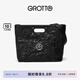 GROTTO個(gè)樂(lè)經(jīng)典CARRY托特包大容量通勤植鞣褶皺綿羊皮手提單肩包禮物 經(jīng)典黑銀標(biāo)L