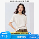 佐丹奴短袖T恤女時髦紐扣側(cè)開叉圓領(lǐng)薄款休閑上衣女05325407