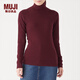 無(wú)印良品 MUJI 女式  羅紋高領(lǐng)毛衣 W9AA870 長(zhǎng)袖針織衫 深紫紅色 S