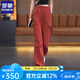 羅蒙（ROMON）紅色美式工裝褲女夏季直筒褲2025新款春秋高腰寬松闊腿速干運(yùn)動(dòng)褲 磚紅色 夏款 S  26