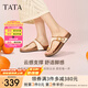 他她（TATA）復(fù)古休閑夾腳拖鞋女鞋氣質(zhì)厚底涼鞋2025夏季新款7GN02BT5 米白 38
