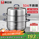 康巴赫304不銹鋼三層蒸鍋蒸籠復(fù)底湯蒸鍋多功能防燙鍋具28cm燃?xì)庠钔ㄓ? title=