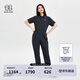 KOLON SPORT/可隆連體褲闊腿 女子戶外防潑水休閑露營運動拉鏈褲子 LKOP4MT576-BK 黑色 S 160/84A
