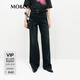 MO&Co.牛仔褲2025春新品搖滾洗褪黑色棉質(zhì)精裁高腰闊腿褲MBE1JEN012 牛仔黑色 S /S