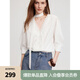 ELLE【梁潔同款】蕾絲鏤空V領(lǐng)襯衫女2025夏季新款優(yōu)雅通勤時髦襯衣 白色 L