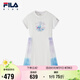 FILA斐樂童裝兒童連衣裙2025年夏季短裙女中大童休閑印花裙子