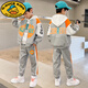 G.DUCKKIDS男童運動(dòng)套裝2025新款春秋冬款加絨加厚大童男孩三件套潮帥氣時(shí)髦 灰色 兩件套 160 cm