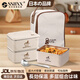 SSIIXX日本品牌保溫飯盒上班族可微波爐加熱多層不銹鋼便當(dāng)盒學(xué)生小餐盒 304米色-三個(gè)裝 1500ml 配保溫袋