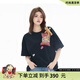 LALABOBO【郭佳樂同款】立體熊t恤短袖男女裝寬松百搭可愛上衣潮RBEB-DT14 黑色 L