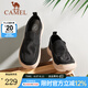 駱駝（CAMEL）男鞋新款懶人套腳鞋輕盈厚底潮流休閑一腳蹬男士布鞋 G13S391065黑色 40